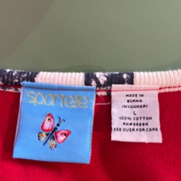 Sportelle Red & Blue Nautical Cardigan Sweater size Large - Picture 6 of 6